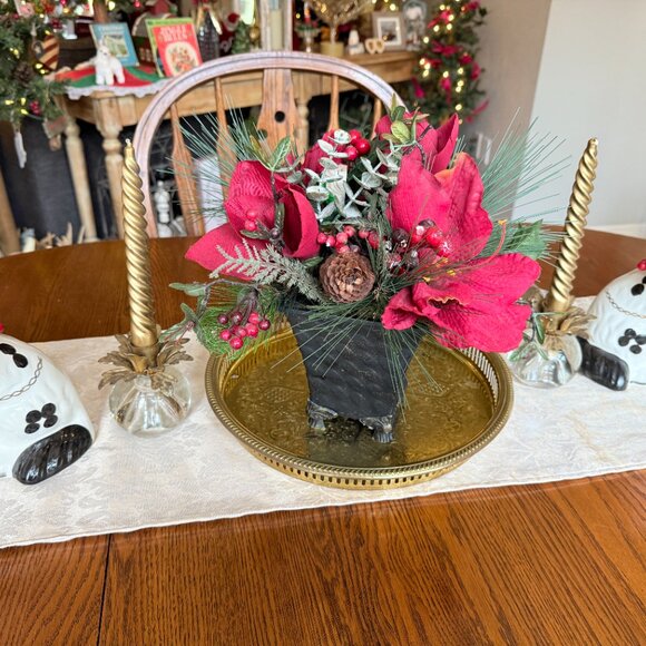 Vintage Brass Etched Reticulated Tray - Picture 9 of 16